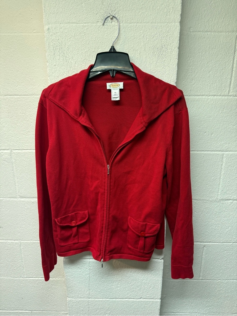 Talbots Red Zip-Up Teddy Jacket